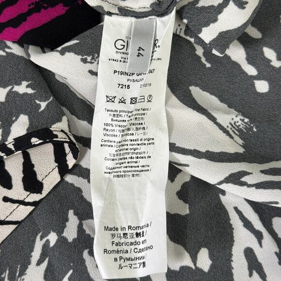 No 21 Top Womens 44 Zebra Animal Button Up Blouse Italy Art to Wear Medium US M - Picture 4 of 12